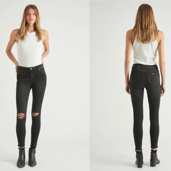 ROLLA'S Black Distressed  Westcoast Ankle Midrise Skinny Jeans Sz 30 - Picture 1 of 11